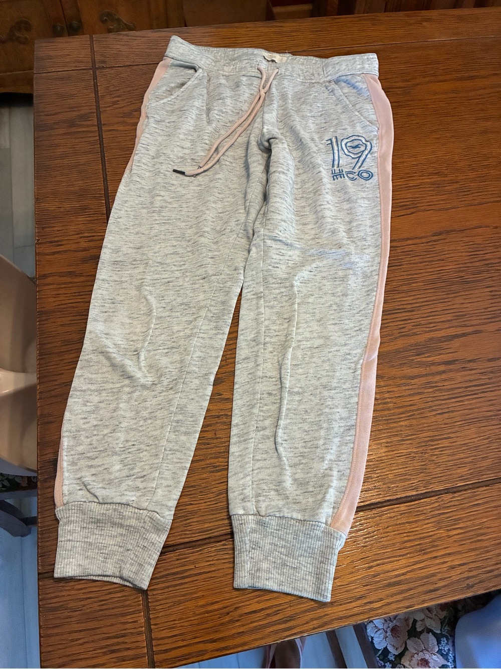 Hollister Heather Gray Joggers with Pink Side Panels